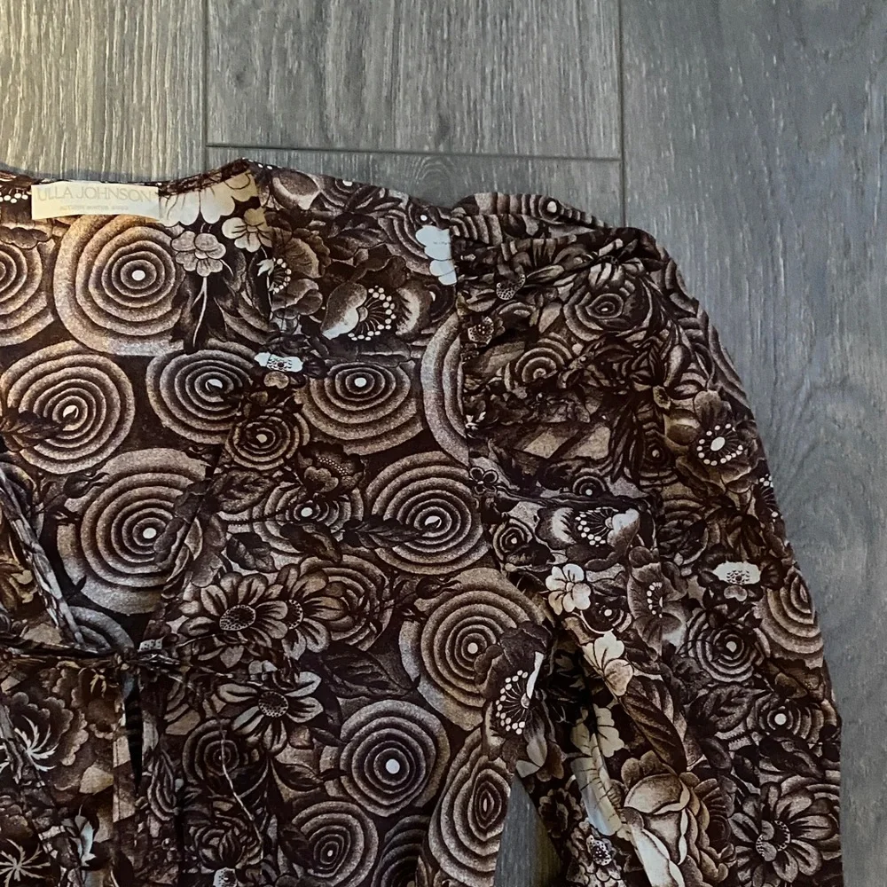 Ulla Johnson - 100% Cotton Brown Floral Long Sleeve Blouse - Size 0